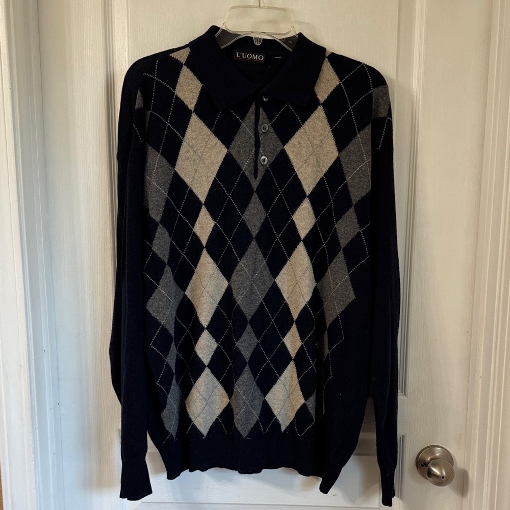 L’Uomo Wool Black and Gray Men's Sweater